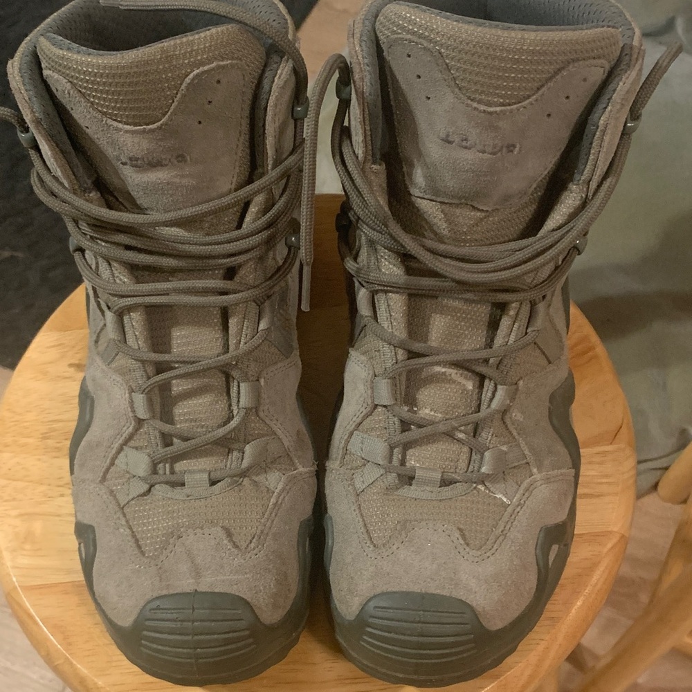 Lowa boots in olive green